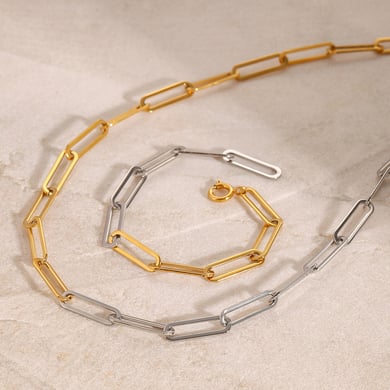 1 Stück Simple Series Daily Line Edelstahl 18 Karat vergoldet Damen Kettenhalsketten h5 Bild4