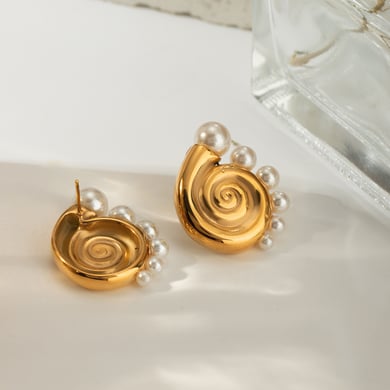 1 paar simple series  style schildkröte edelstahl 18 karat vergoldet kunstperle damen ohrstecker h5 Bild4