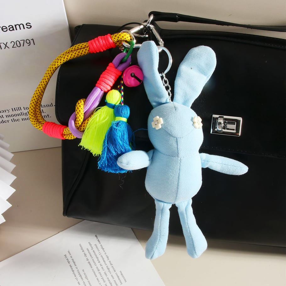 1 Piece Vivid Series Stylish Cute Pink Rabbit Doll Rayon Women's Bag Charms Picture3