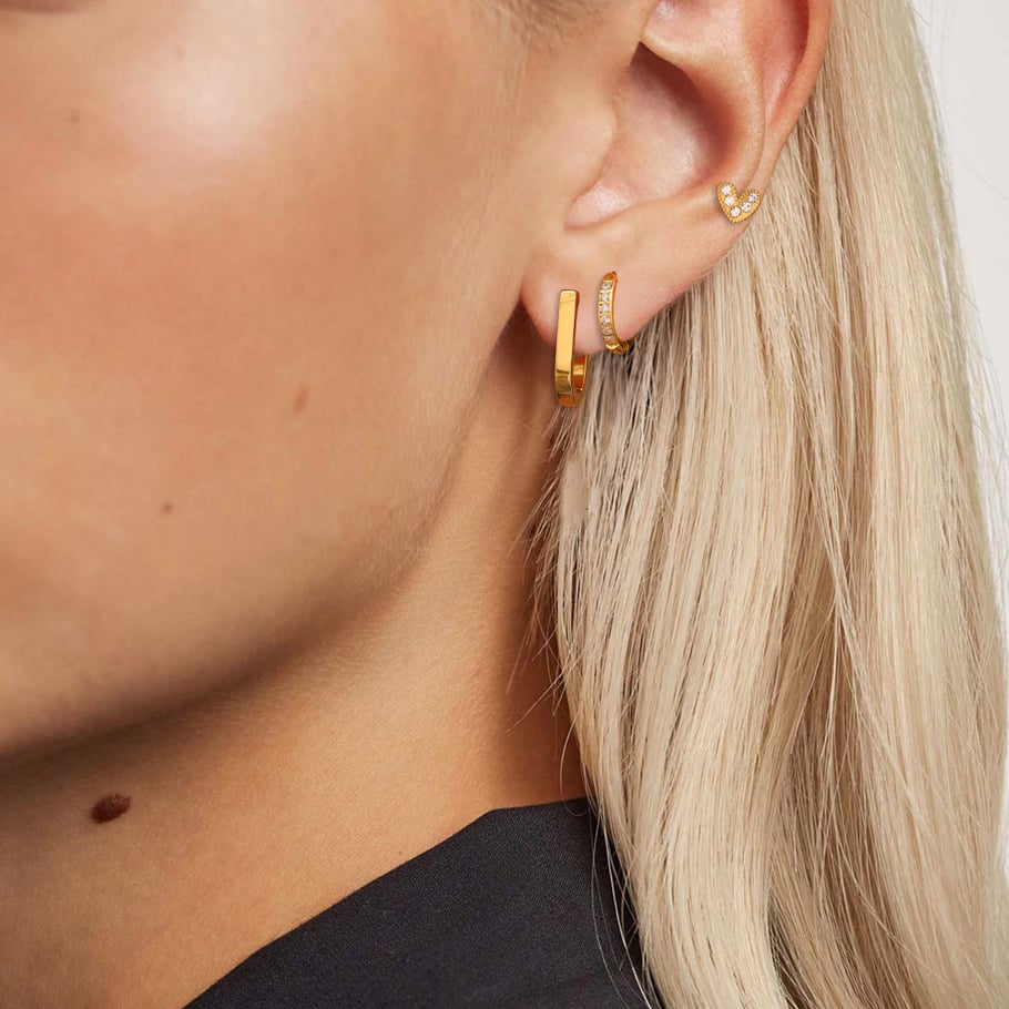 1 Paar Simple Series Klassisches Herz Edelstahl 18 Karat vergoldet Damen Ohrringe Set Bild4