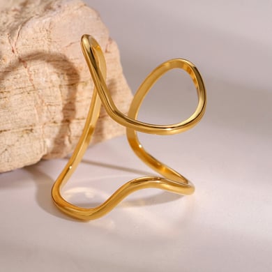 1 Paar Simple Series Simple Line Edelstahl 18 Karat vergoldete verstellbare Damenringe h5 Bild5