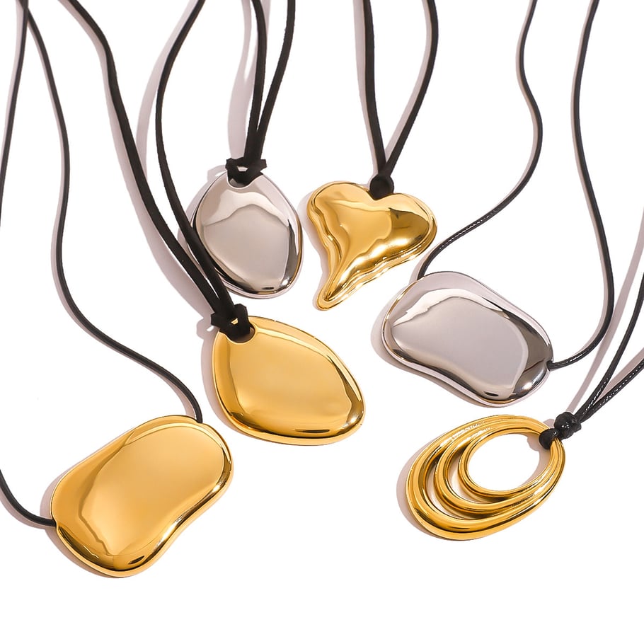 1 Stück Simple Series Tägliche geometrische Edelstahl 18 Karat vergoldete Damen-Anhängerketten Bild5