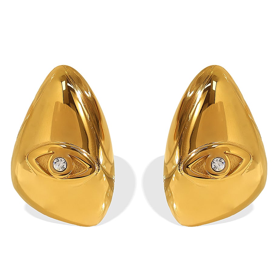 1 Pair Classic Series Daily Eye Titanium Steel 18K Gold Plated Rhinestone Women Stud Earrings Picture10