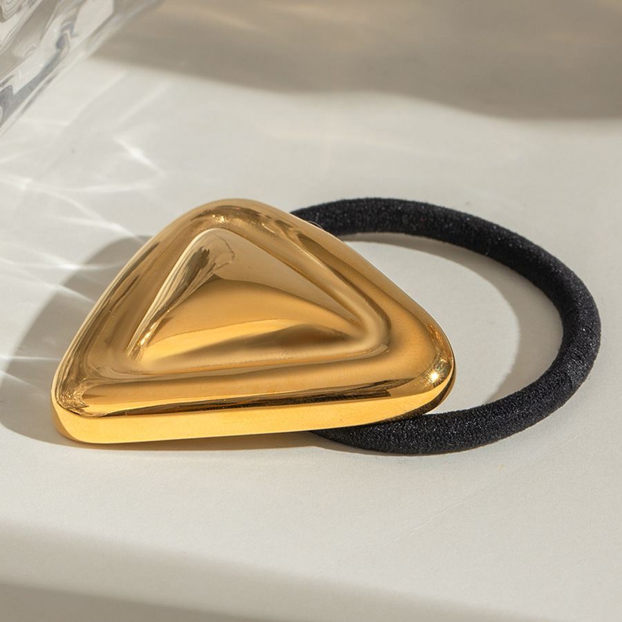 1 Paar Simple Series Tägliche geometrische Haargummis aus Edelstahl mit 18 Karat Vergoldung für Damen Bild3