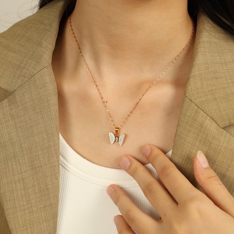 1 piece simple series sweet animal titanium steel gold plated zircon women pendant necklaces h5Picture5