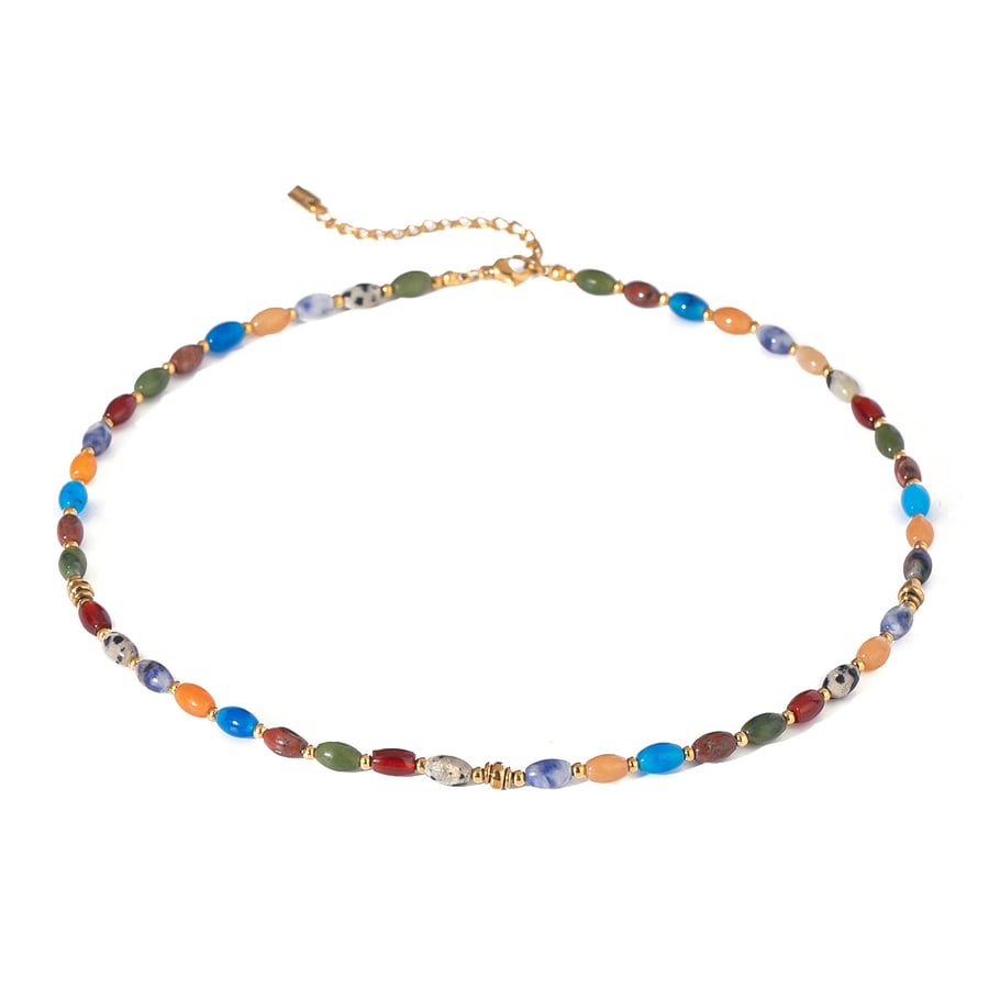 1 Stück Klassische Serie Elegante Perlen Edelstahl 18 Karat vergoldet Naturstein Damen Perlenketten Bild5