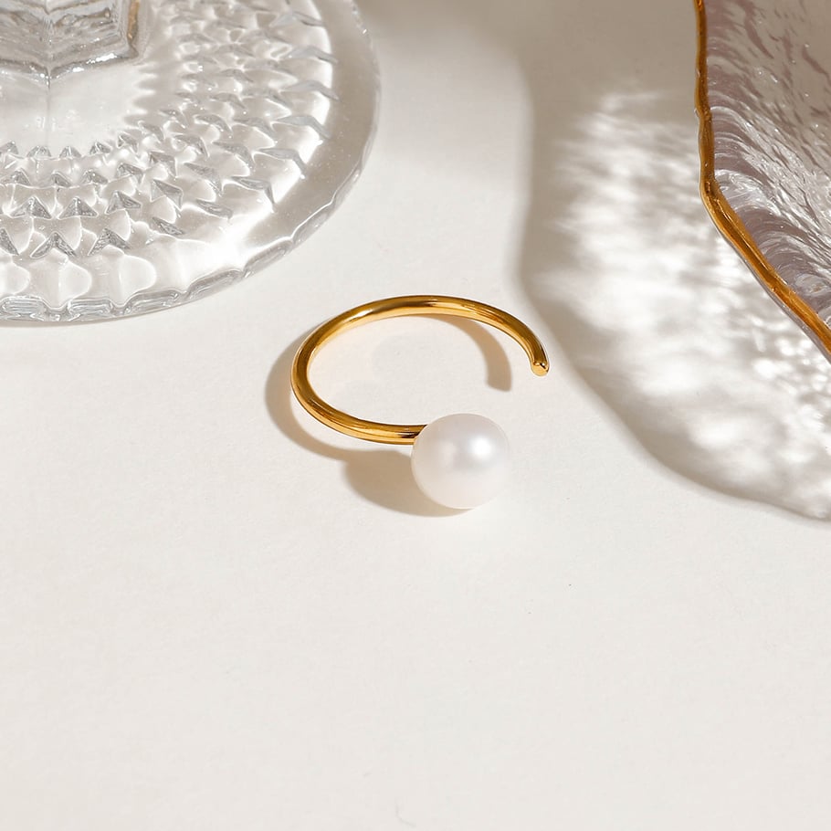 1 Piece Classic Series Gorgeous Line Stainless Steel Gold Color Women's Single Rings Picture5