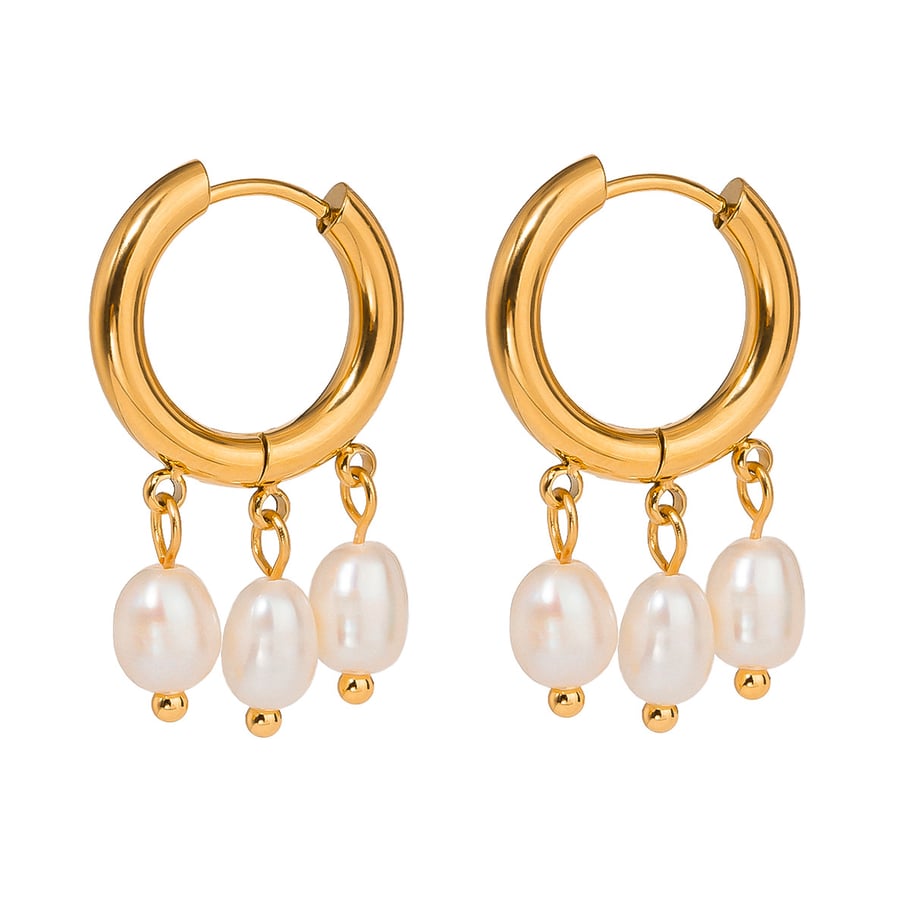 1 Pair Simple Series Retro Tassel Stainless Steel 18K Gold Plated Artificial Pearl Women Drop Earrings Picture6