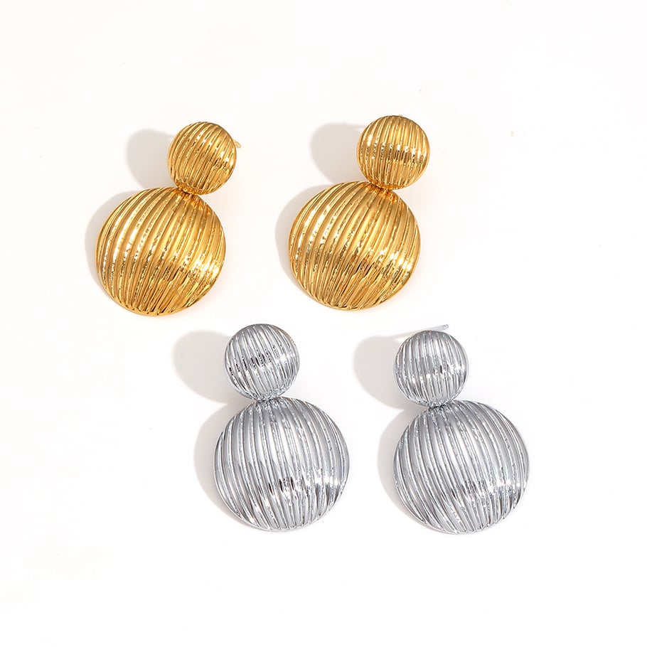 1 Pair Simple Series Casual Geometric 18K Gold Plated Women Stud Earrings Picture6