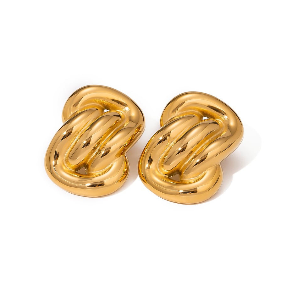1 Paar Simple Series Retro Twist Edelstahl 18 Karat vergoldete Damen-Ohrstecker Bild5