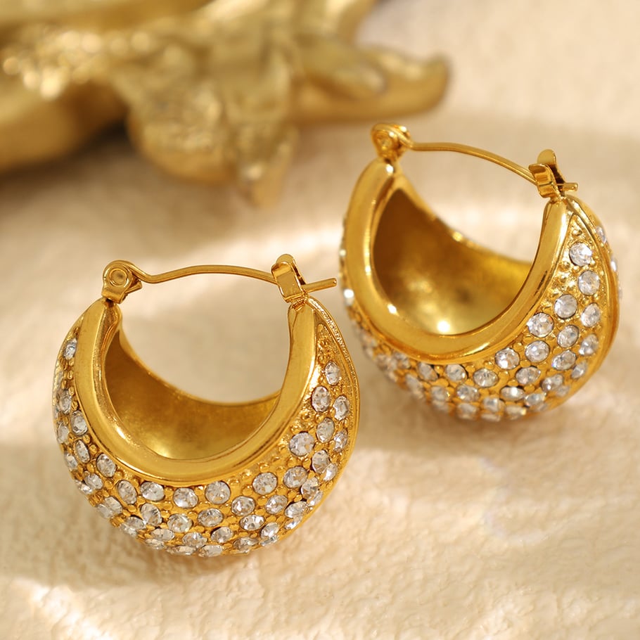 1 Pair Luxurious Series Classic Geometric Titanium Steel   Gold Color  Women's Hoop Earrings Picture3