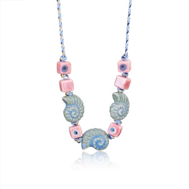 1 Piece Marine Series Vacation Colorful Ceramic Conch Stainless Steel Gold Color Shell Women's Pendant Necklaces h5 Picture10
