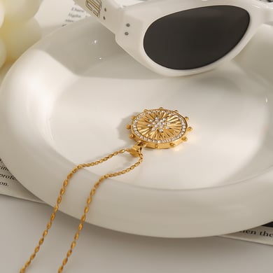 1 Piece Luxurious Series Eight-pointed Star Stainless Steel Gold Color Women's Pendant Necklaces h5 Picture6