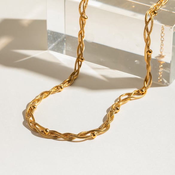 1 Piece Simple Series Simple Annular Stainless Steel 18K Gold Plated Women Chain Necklaces