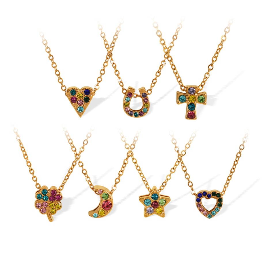1 Piece Simple Series Simple Heart Stainless Steel 18K Gold Plated Rhinestone Women Pendant Necklaces Picture5