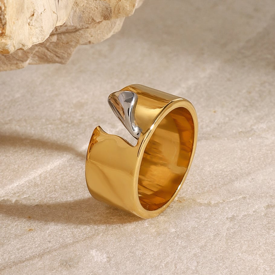 1 Pair Simple Series Daily Geometric Stainless Steel 18K Gold Plated Women Single Rings Picture4