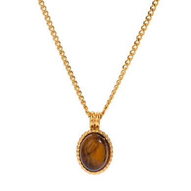 1 Stück Simple Series Tägliche geometrische Edelstahl 18 Karat vergoldet Naturstein Damen Anhänger Halsketten h5 Bild5