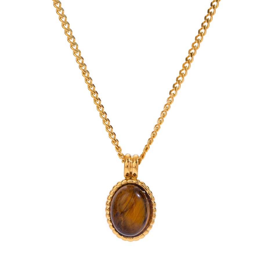 1 Stück Simple Series Tägliche geometrische Edelstahl 18 Karat vergoldet Naturstein Damen Anhänger Halsketten Bild5