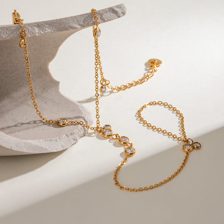 Pulsera de cadena de acero inoxidable color dorado para mujer, serie simple, estilo Europa y América, 1 unidad Imagen12