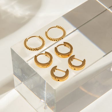 1 Paar Ohrringe im Retro-Stil der Simple Series aus Edelstahl mit 18 Karat Vergoldung für Damen h5 Bild5