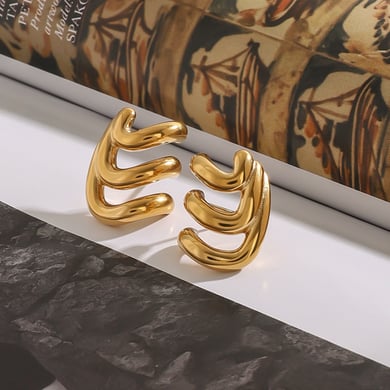 1 Pair Designable Series Minimalist Annular Line Stainless Steel Gold Color Women's Stud Earrings h5 Picture7