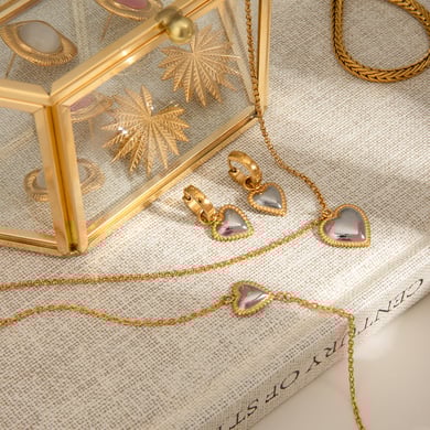 1 Stück romantische Serie süßes Herz Edelstahl Gold Farbe Damen Anhänger Halsketten h5 Bild10