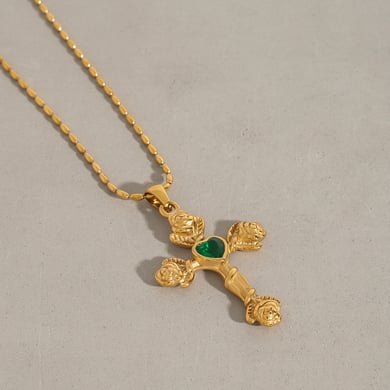 1 Stück Luxuriöse Serie Europa und Amerika Kreuz Edelstahl Gold Farbe Damen Anhänger Halsketten h5 Bild5