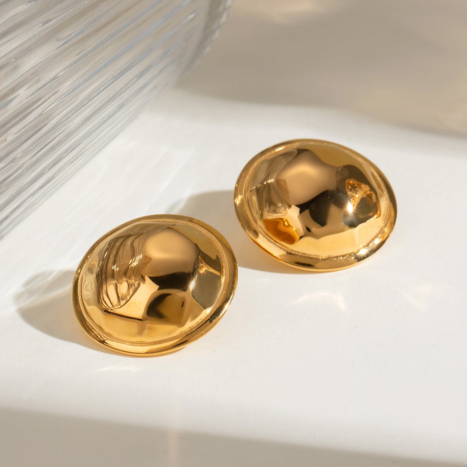 1 Pair Simple Series Simple Geometric Stainless Steel 18K Gold Plated Women Stud Earrings Picture3