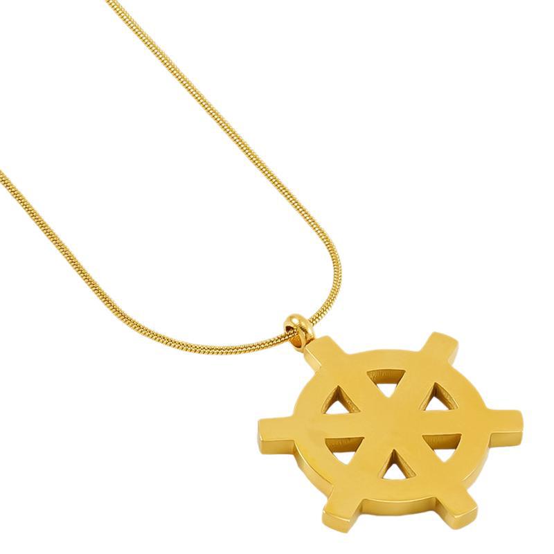 1 Piece Simple Retro Style Compass Shape Stainless Steel 18K Gold Plated Pendant Necklace Picture6