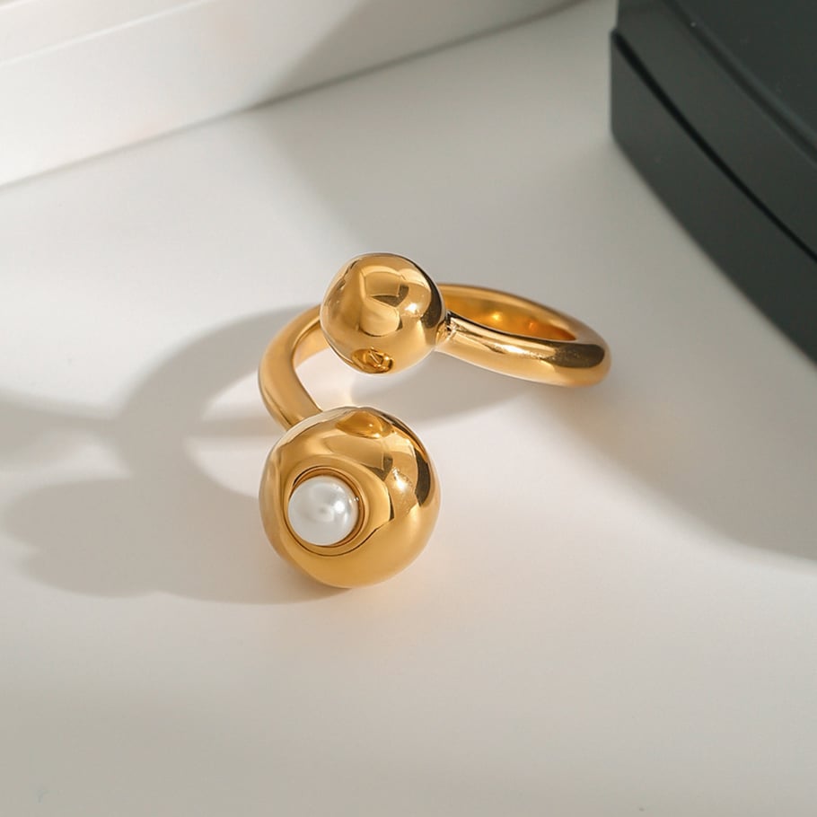 1 Piece Simple Series Stainless Steel Gold Color Women's Adjustable Rings Picture4