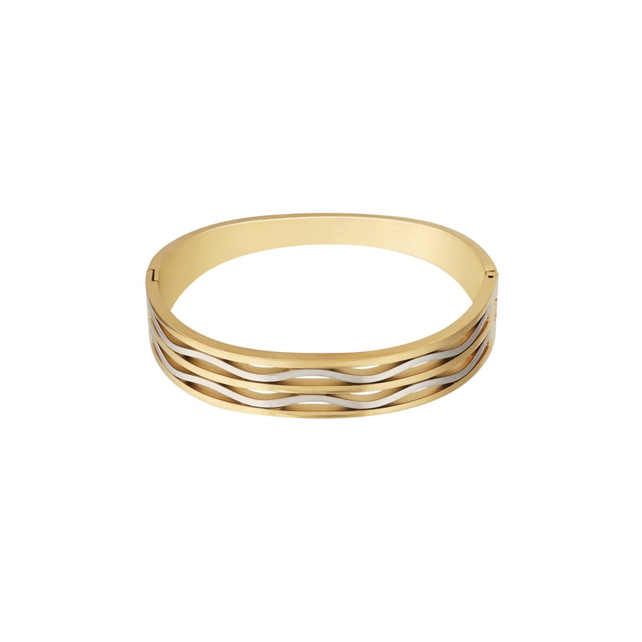 Braccialetti da donna in acciaio inossidabile color oro con striscia casual, serie semplice, 1 pezzo Immagine7