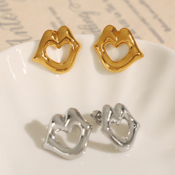 1 Pair Simple Series Simple Geometric Stainless Steel 18K Gold Plated Women Stud Earrings 2