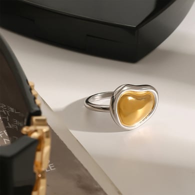 1 Piece Modern Series Elegant Designable Irregular Stainless Steel Gold And Silver Mixed Color Women's Single Rings h5 Picture3