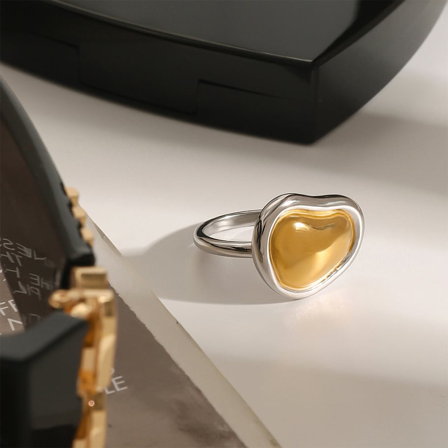 1 Piece Modern Series Elegant Designable Irregular Stainless Steel Gold And Silver Mixed Color Women's Single Rings Picture3