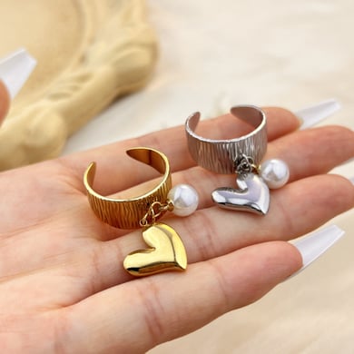 1 Piece Stylish Series Retro Heart Ripple Stainless Steel Women's Adjustable Rings h5 Picture3
