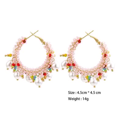 1 Pair Elegant Bead Twisted Pearl Hoop Earrings h5 Picture6