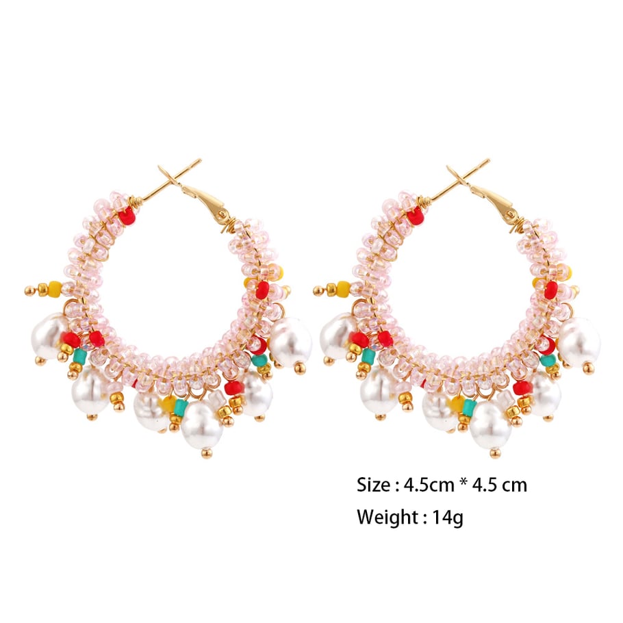 1 Pair Elegant Bead Twisted Pearl Hoop Earrings Picture6