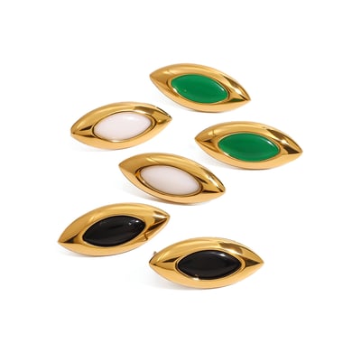 1 Pair Classic Series Elegant Oval Stainless Steel Gold Color Vintage Women's Stud Earrings h5 Picture6