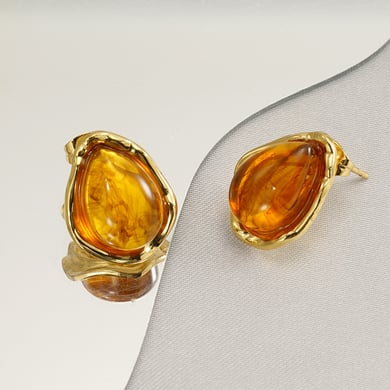 1 Paar Luxuriöse Serie Sexy Droplet Titan Stahl 18K vergoldet Frauen Tropfen Ohrringe h5 Bild3