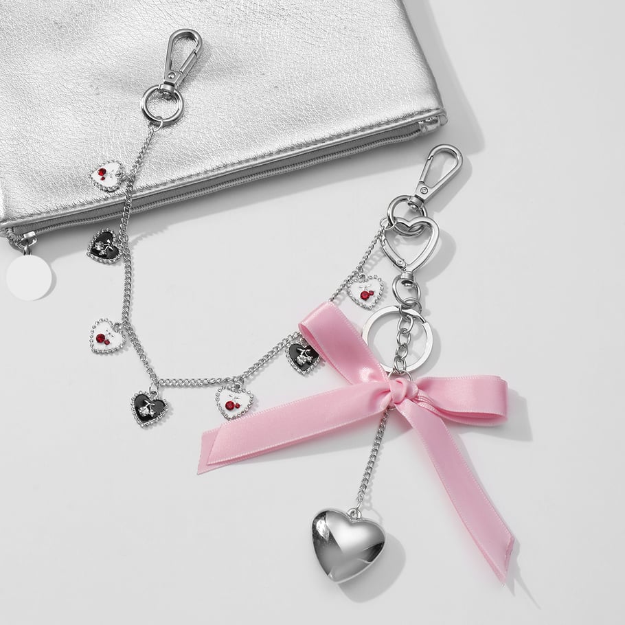 1 Piece Cute Woolen Mini Bag Love Heart with Cherry Bag Charms Picture10
