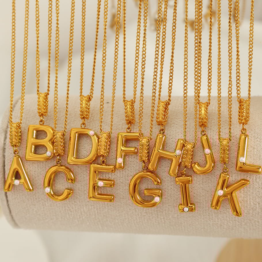 1 Piece Simple Series Casual Letter Stainless Steel 18K Gold Plated Glass Women Pendant Necklaces Picture4