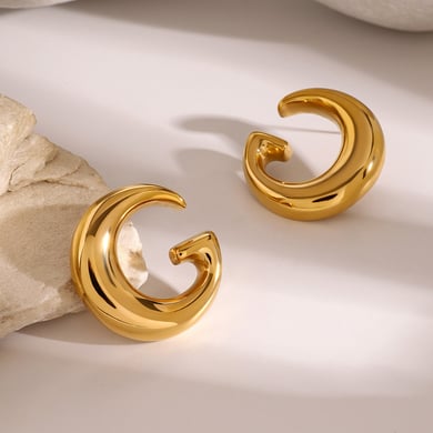 1 Pair Simple Series ins style Geometric Stainless Steel 18K Gold Plated Women Stud Earrings h5 Picture4