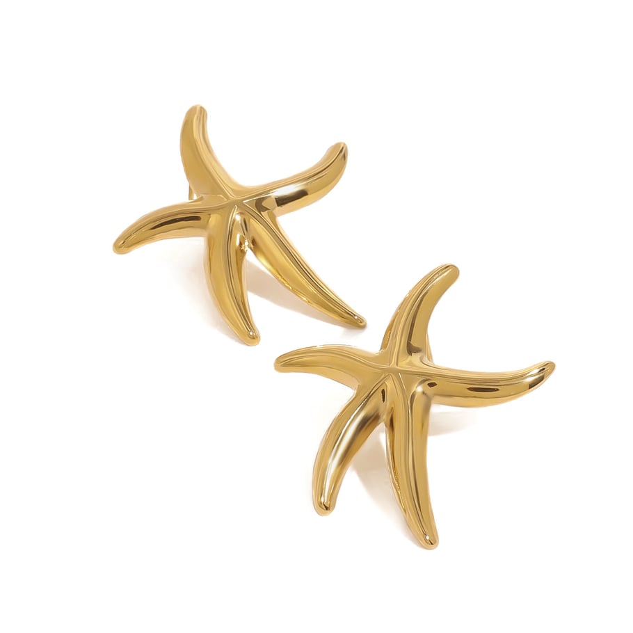 1 Pair Romantic Series Vacation Starfish Shape Stainless Steel Gold Color Beach Women's Stud Earrings Picture7