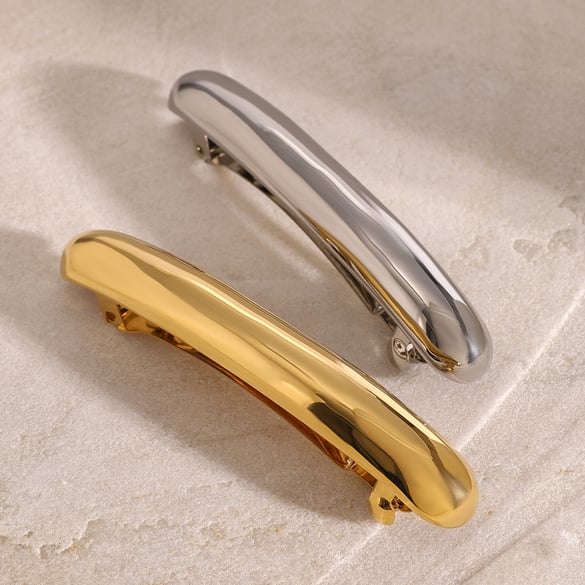 1 paio di fermagli per capelli da donna in acciaio inossidabile placcato oro 18K, classici e geometrici, serie semplice 2