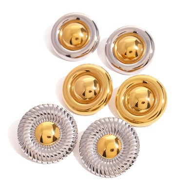 1 Pair Simple Series Classic Geometric Stainless Steel 18K Gold Plated Women Stud Earrings h5 Picture5