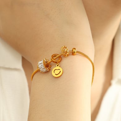1 Piece Simple Series Casual Heart Stainless Steel 18K Gold Plated Zircon Women Charm Bracelets h5 Picture5
