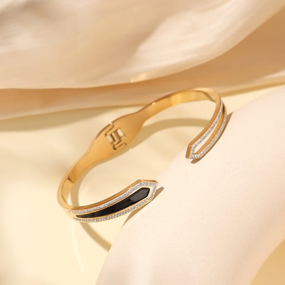 Braccialetti da donna in acciaio inossidabile color oro, semplici, eleganti e geometrici, 1 pezzo