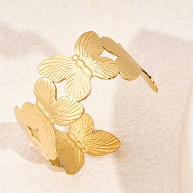 1 Piece Delicate Series Elegant Butterfly Stainless Steel Gold Color Women's Bangles h5 Picture6