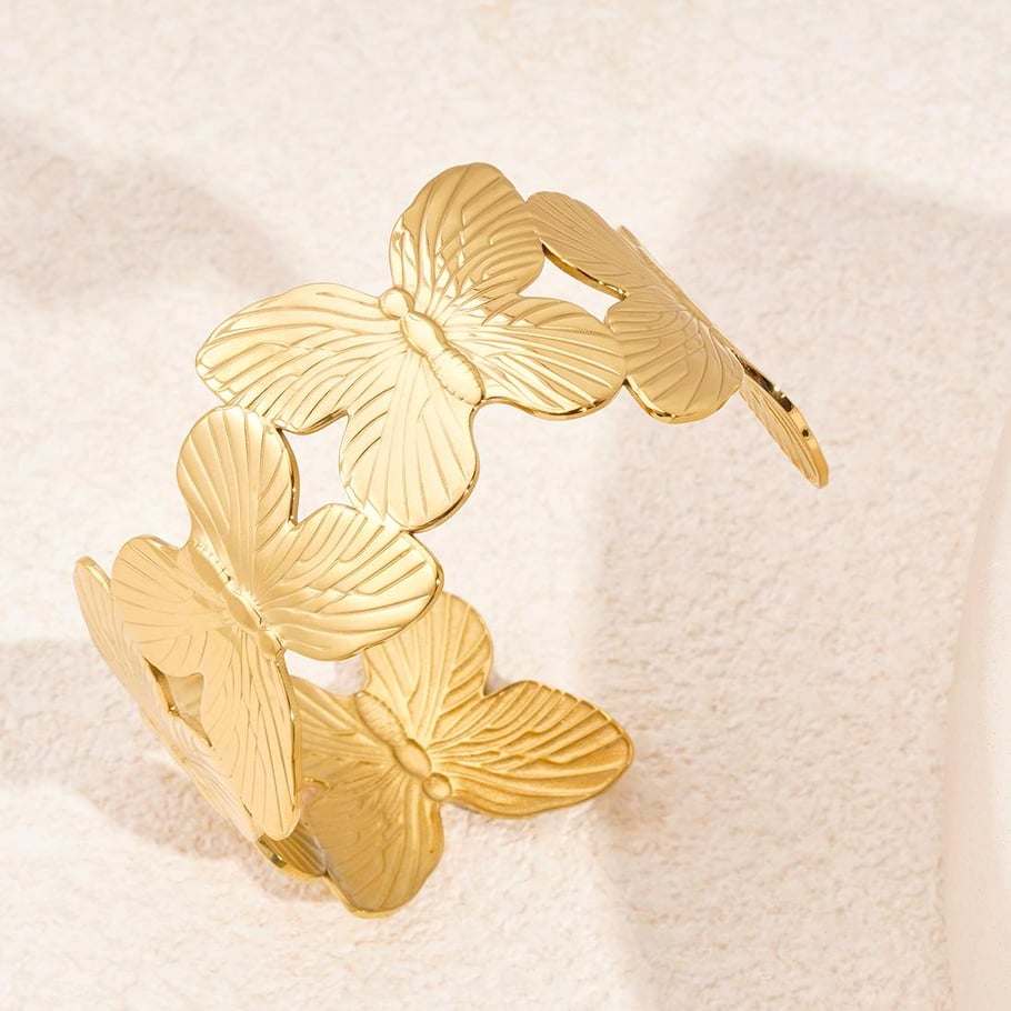 1 Piece Delicate Series Elegant Butterfly Stainless Steel Gold Color Women's Bangles Picture6