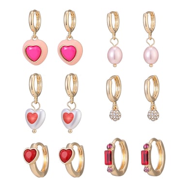 1 par de pendientes colgantes de aleación con forma de corazón para mujer, serie romántica h5 Imagen5